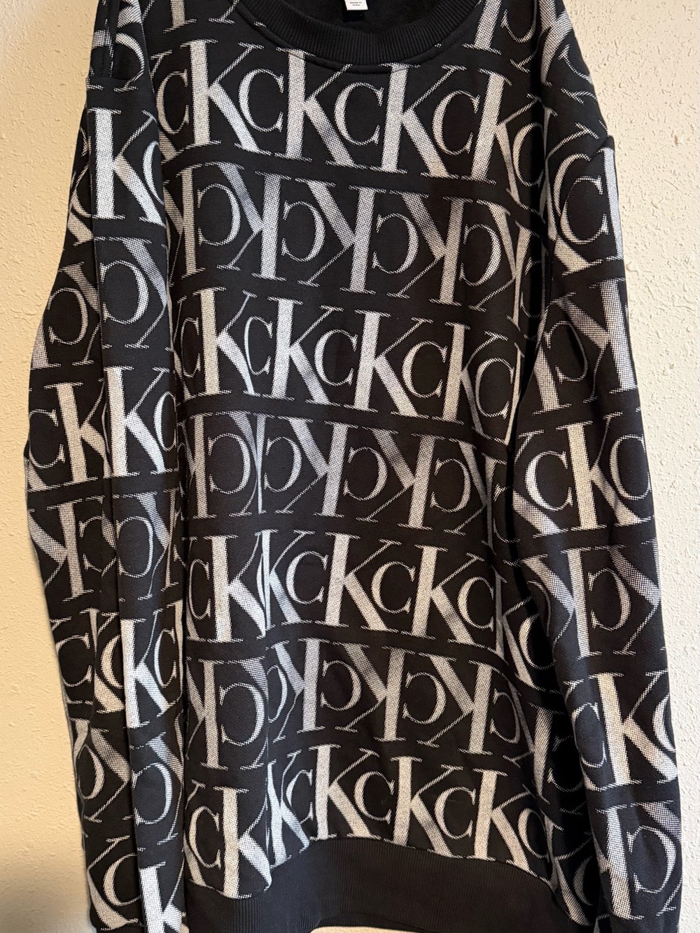 Calvin Klein Allover CK Logo Sweater - Black & White